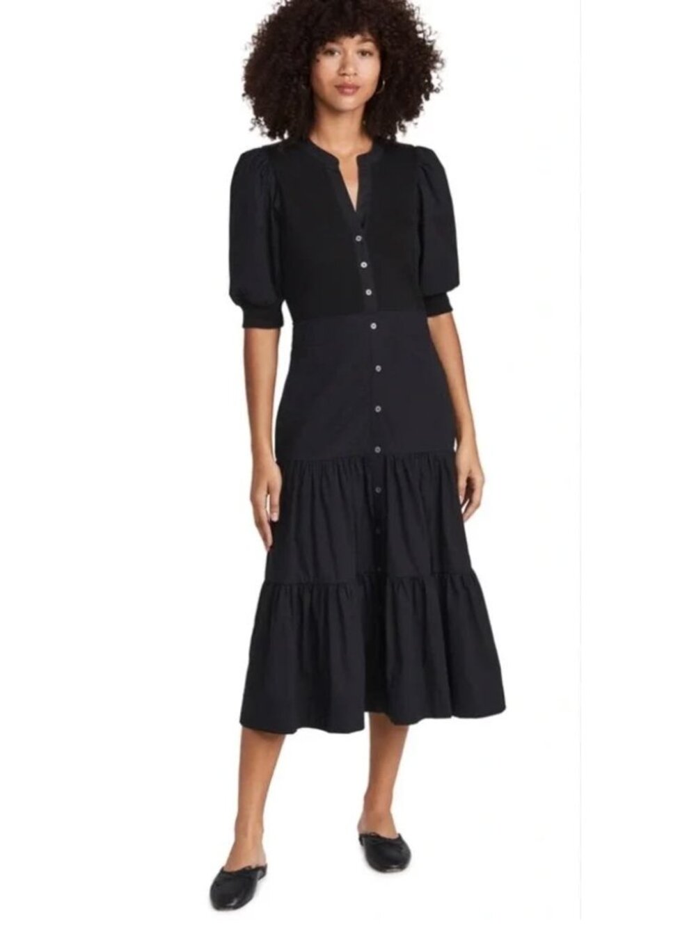 Veronica Beard Davenport Tiered Midi Dress Sz XL in Black - Picture 6 of 6
